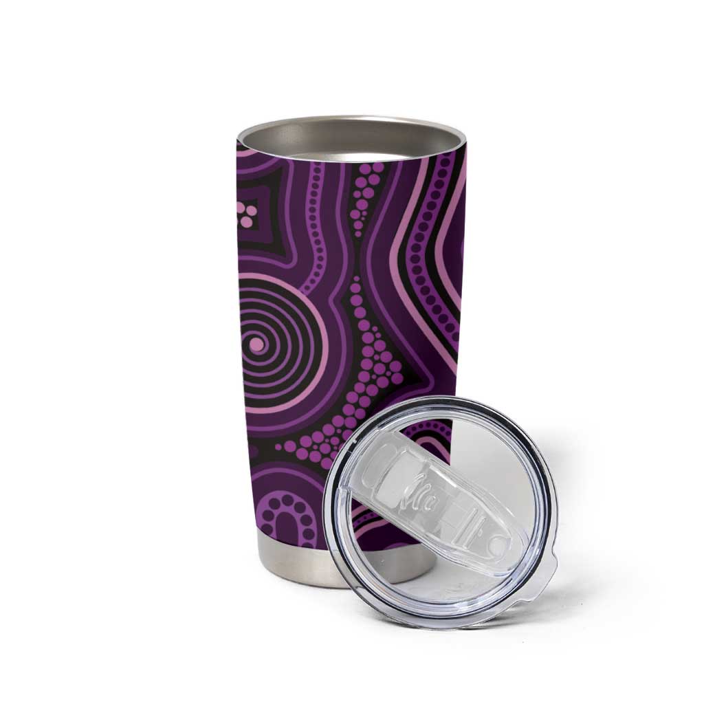 Purple Indigenous Dragonfly Australia Tumbler Cup Aboriginal Art - Aussie Hoodie