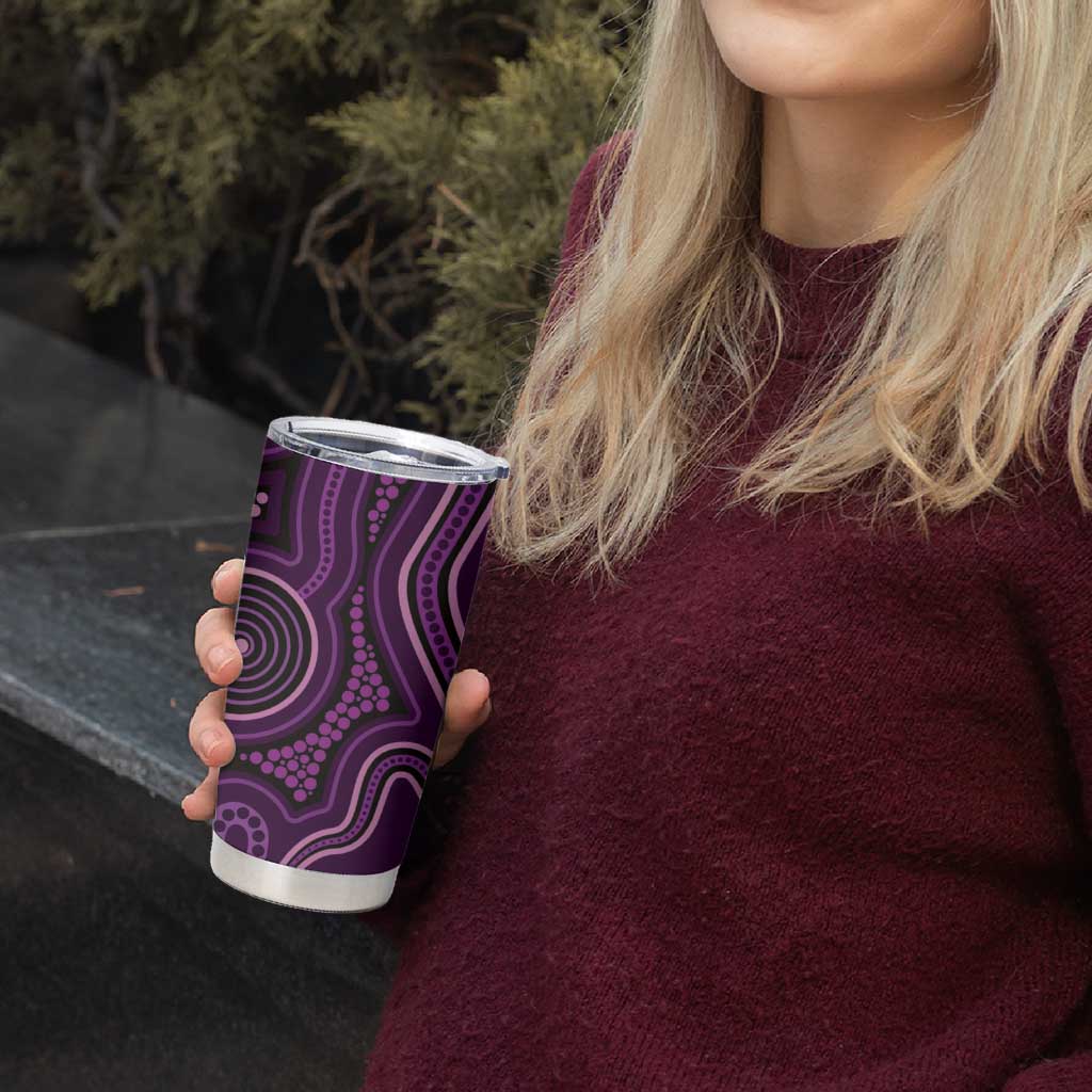 Purple Indigenous Dragonfly Australia Tumbler Cup Aboriginal Art - Aussie Hoodie