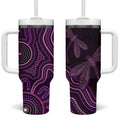 Purple Indigenous Dragonfly Australia Tumbler With Handle Aboriginal Art - Aussie Hoodie