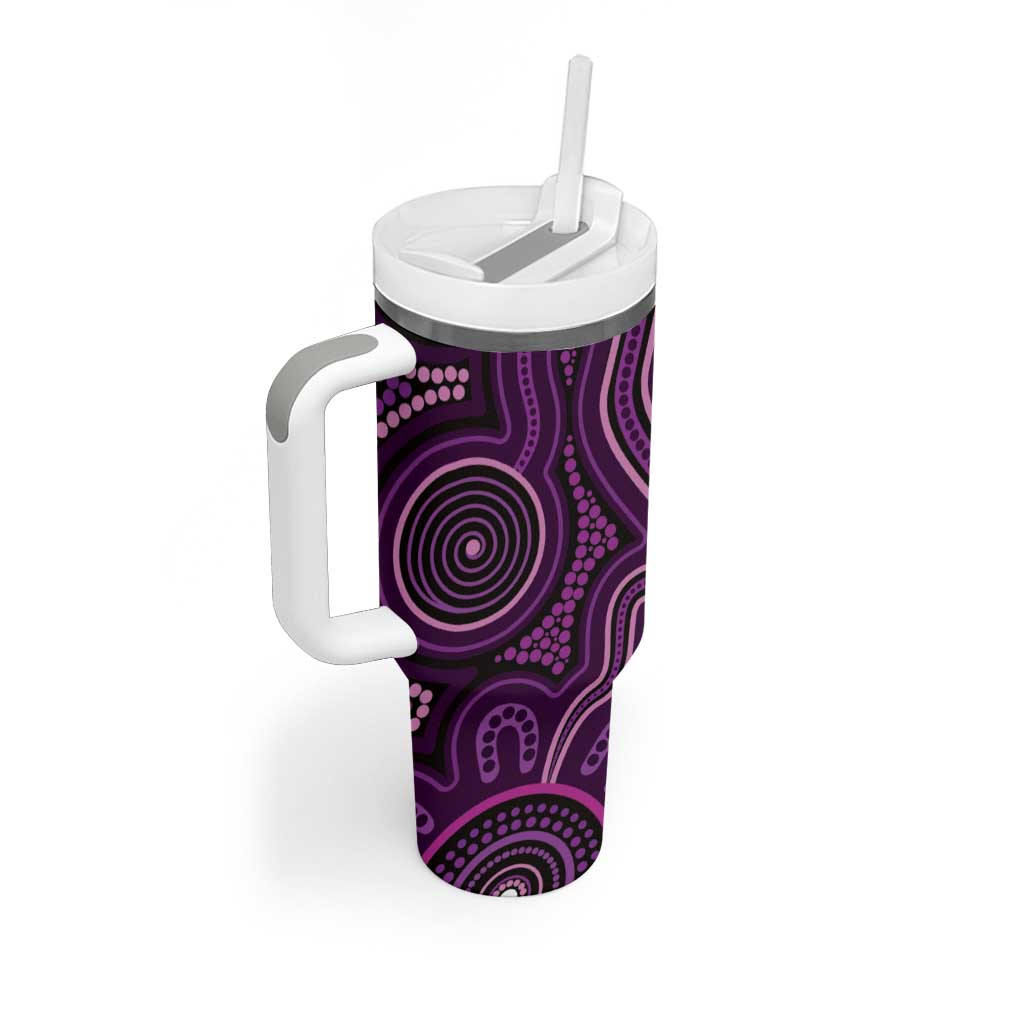 Purple Indigenous Dragonfly Australia Tumbler With Handle Aboriginal Art - Aussie Hoodie