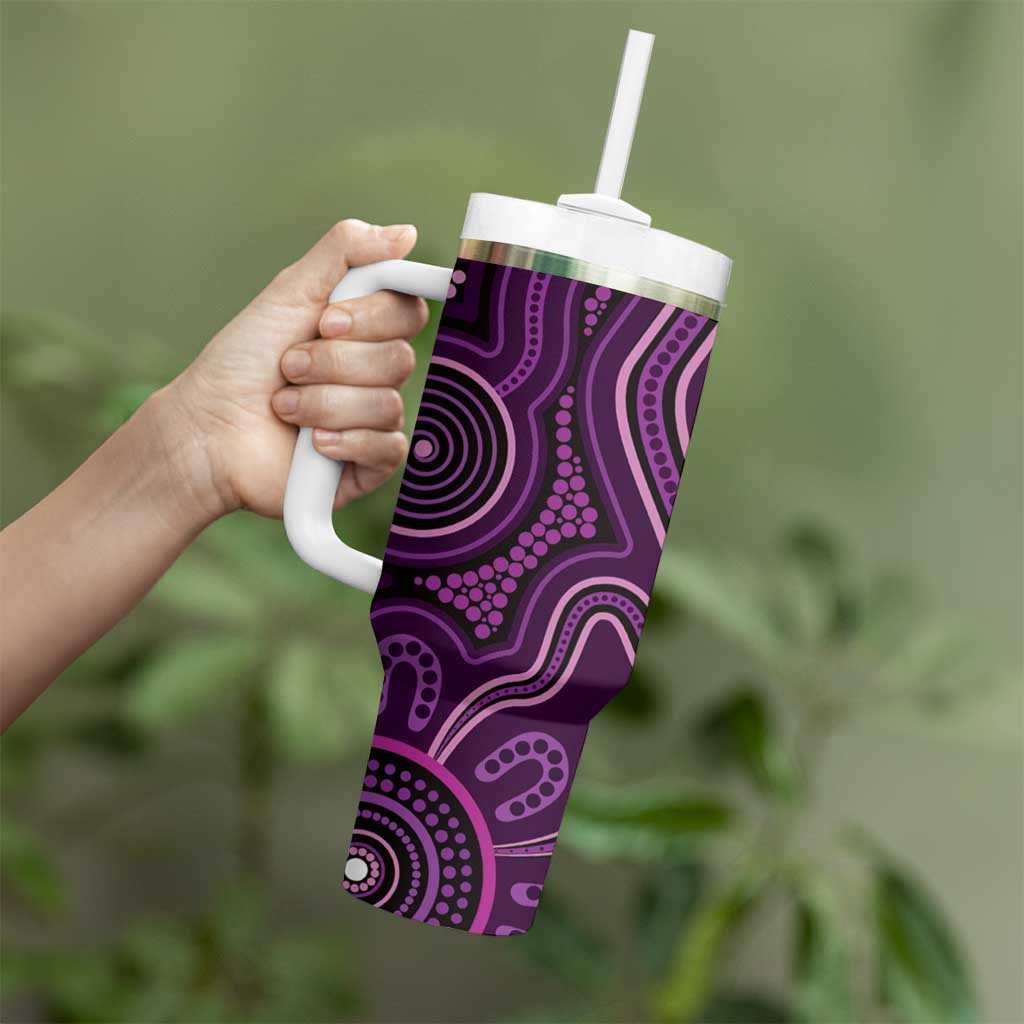 Purple Indigenous Dragonfly Australia Tumbler With Handle Aboriginal Art - Aussie Hoodie