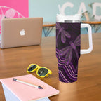 Purple Indigenous Dragonfly Australia Tumbler With Handle Aboriginal Art - Aussie Hoodie