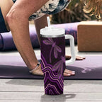 Purple Indigenous Dragonfly Australia Tumbler With Handle Aboriginal Art - Aussie Hoodie