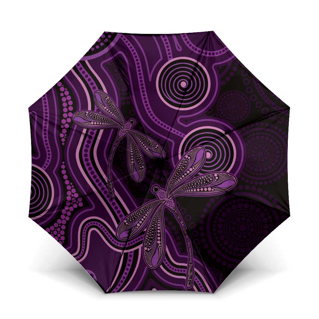 Purple Indigenous Dragonfly Australia Umbrella Aboriginal Art - Aussie Hoodie