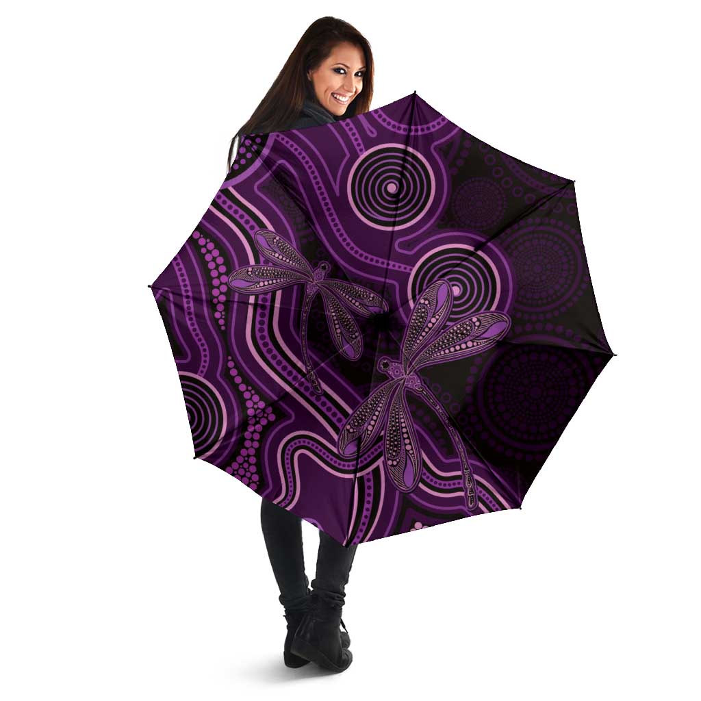 Purple Indigenous Dragonfly Australia Umbrella Aboriginal Art - Aussie Hoodie