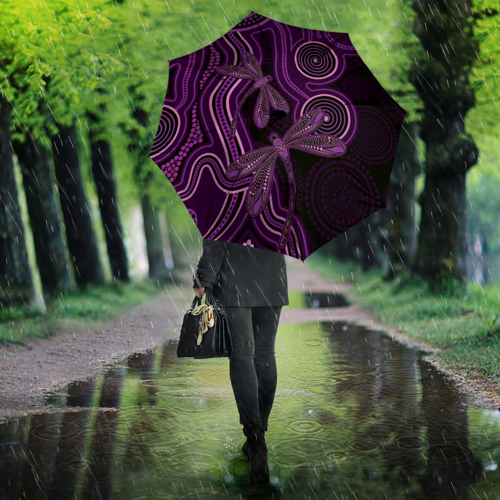 Purple Indigenous Dragonfly Australia Umbrella Aboriginal Art - Aussie Hoodie