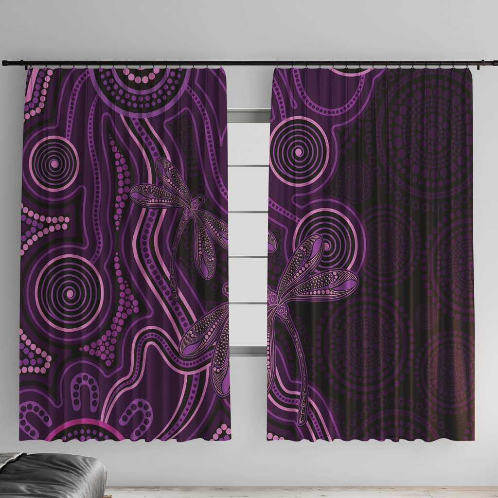 Purple Indigenous Dragonfly Australia Window Curtain Aboriginal Art - Aussie Hoodie