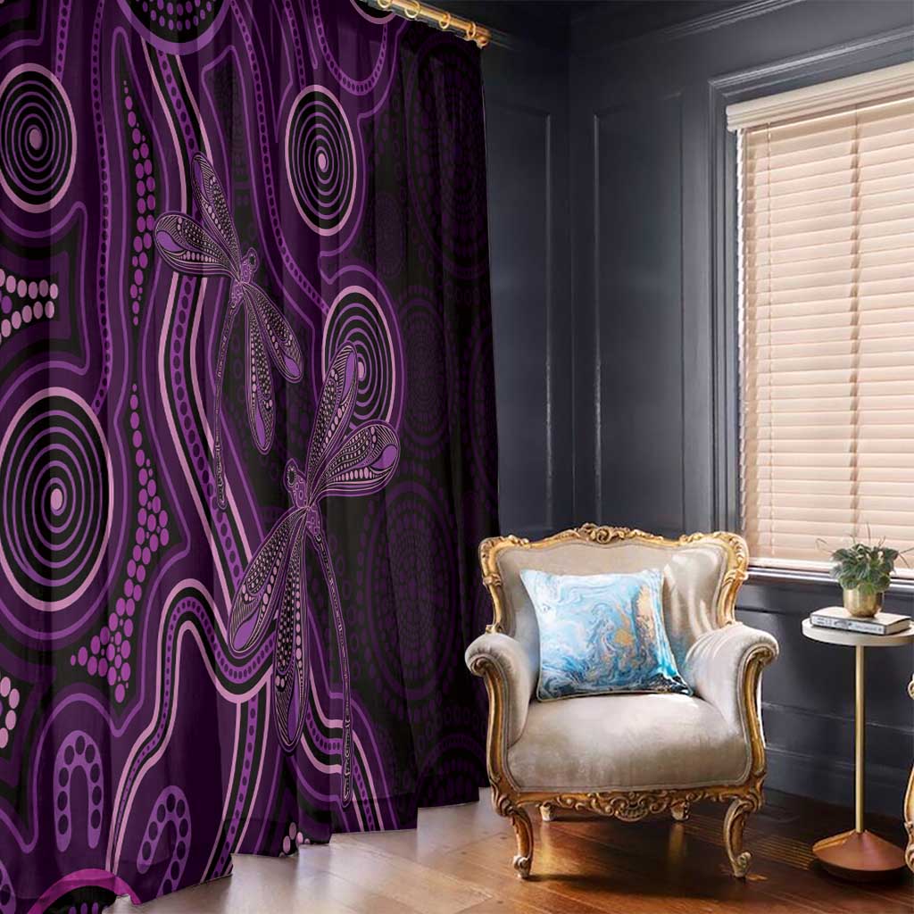 Purple Indigenous Dragonfly Australia Window Curtain Aboriginal Art - Aussie Hoodie