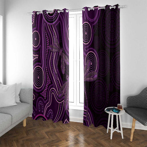 Purple Indigenous Dragonfly Australia Window Curtain Aboriginal Art - Aussie Hoodie