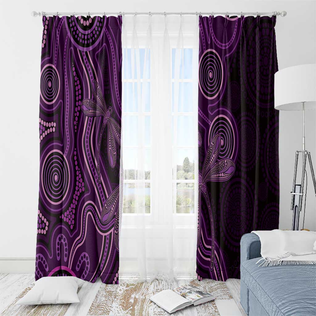 Purple Indigenous Dragonfly Australia Window Curtain Aboriginal Art - Aussie Hoodie