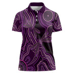 Purple Indigenous Dragonfly Australia Women Polo Shirt Aboriginal Art - Aussie Hoodie