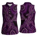 Purple Indigenous Dragonfly Australia Women Sleeveless Polo Shirt Aboriginal Art - Aussie Hoodie