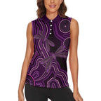 Purple Indigenous Dragonfly Australia Women Sleeveless Polo Shirt Aboriginal Art - Aussie Hoodie