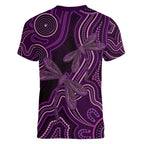 Purple Indigenous Dragonfly Australia Women V-Neck T-Shirt Aboriginal Art - Aussie Hoodie
