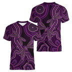Purple Indigenous Dragonfly Australia Women V-Neck T-Shirt Aboriginal Art - Aussie Hoodie