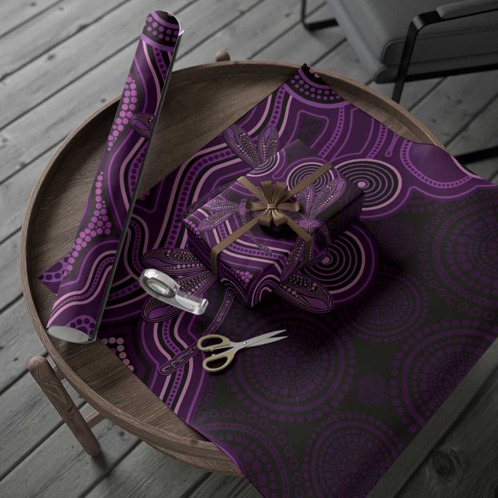 Purple Indigenous Dragonfly Australia Wrapping Paper Aboriginal Art - Aussie Hoodie