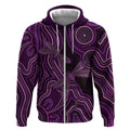 Purple Indigenous Dragonfly Australia Zip Hoodie Aboriginal Art - Aussie Hoodie
