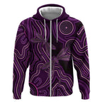 Purple Indigenous Dragonfly Australia Zip Hoodie Aboriginal Art - Aussie Hoodie