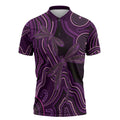 Purple Indigenous Dragonfly Australia Zipper Polo Shirt Aboriginal Art - Aussie Hoodie