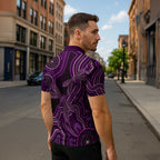 Purple Indigenous Dragonfly Australia Zipper Polo Shirt Aboriginal Art - Aussie Hoodie