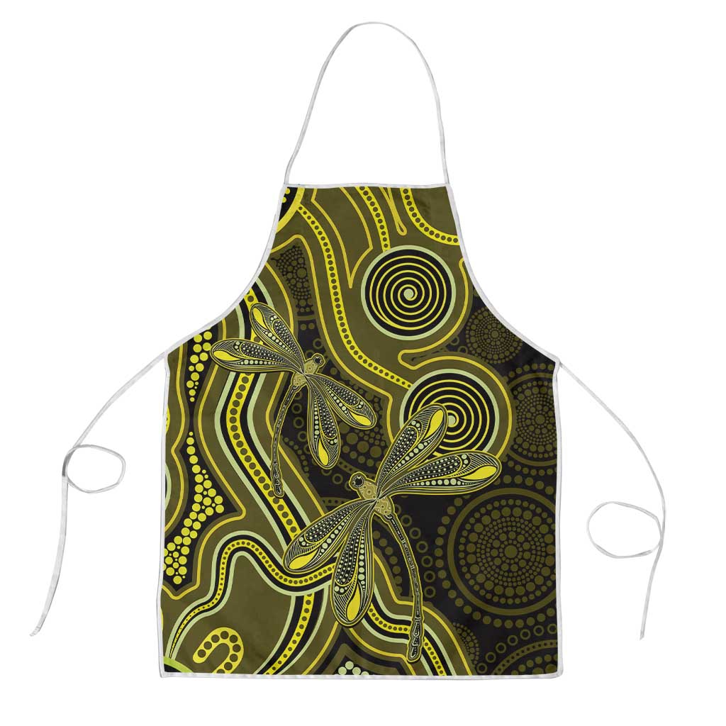 Yellow Indigenous Dragonfly Australia Apron Aboriginal Art - Aussie Hoodie