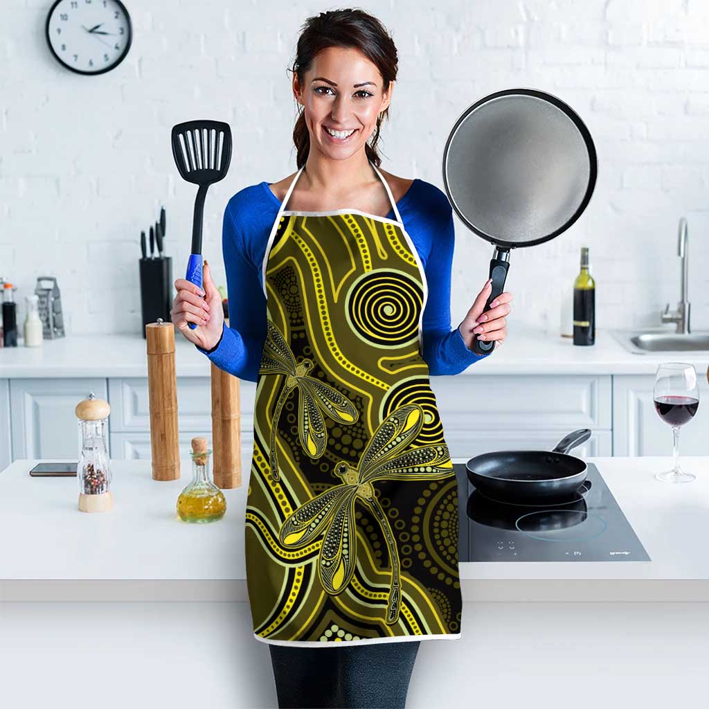 Yellow Indigenous Dragonfly Australia Apron Aboriginal Art - Aussie Hoodie