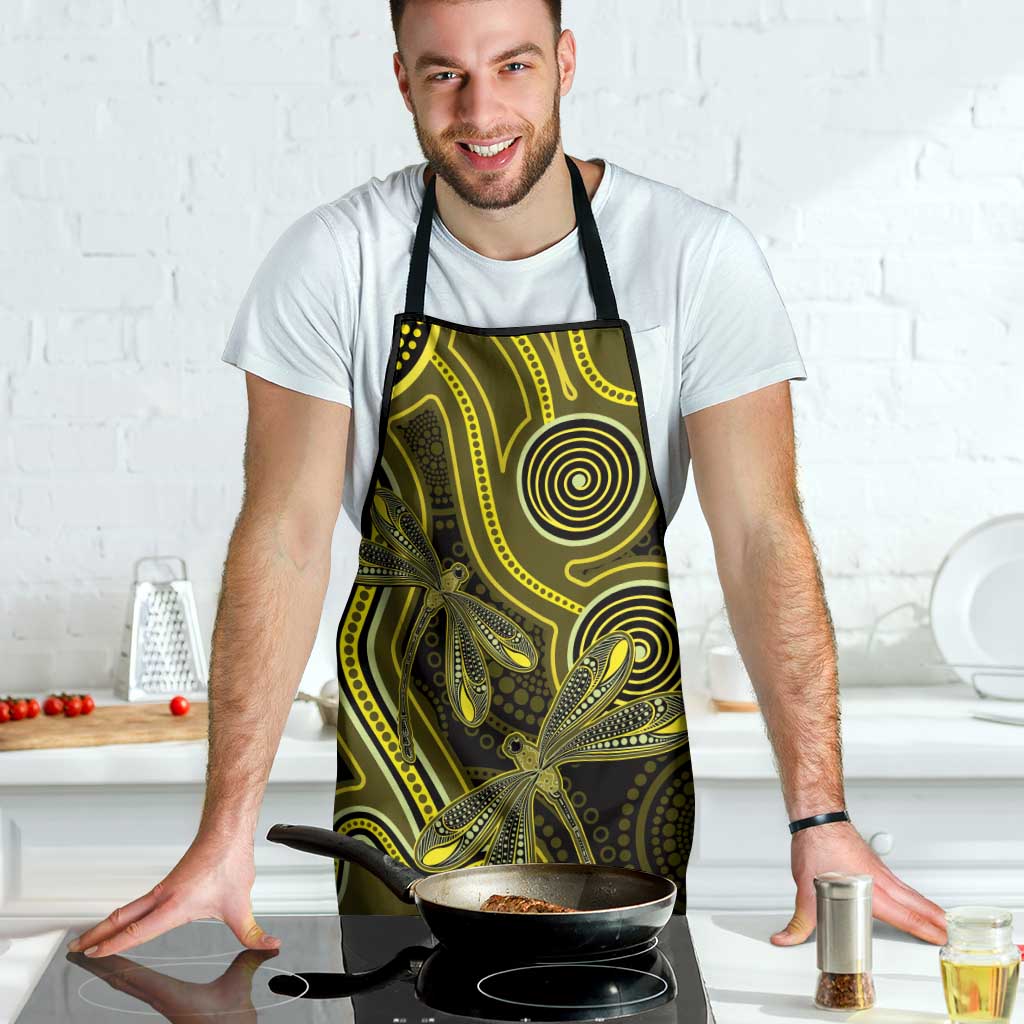 Yellow Indigenous Dragonfly Australia Apron Aboriginal Art - Aussie Hoodie