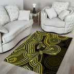 Yellow Indigenous Dragonfly Australia Area Rug Aboriginal Art - Aussie Hoodie