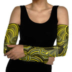 Yellow Indigenous Dragonfly Australia Arm Sleeves Aboriginal Art - Aussie Hoodie