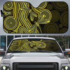 Yellow Indigenous Dragonfly Australia Auto Sun Shade Aboriginal Art - Aussie Hoodie