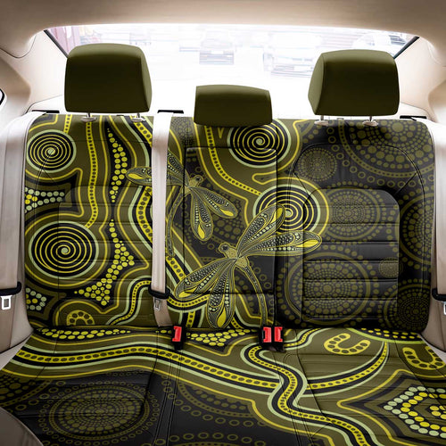 Yellow Indigenous Dragonfly Australia Back Car Seat Cover Aboriginal Art - Aussie Hoodie