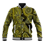 Yellow Indigenous Dragonfly Australia Baseball Jacket Aboriginal Art - Aussie Hoodie