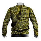 Yellow Indigenous Dragonfly Australia Baseball Jacket Aboriginal Art - Aussie Hoodie