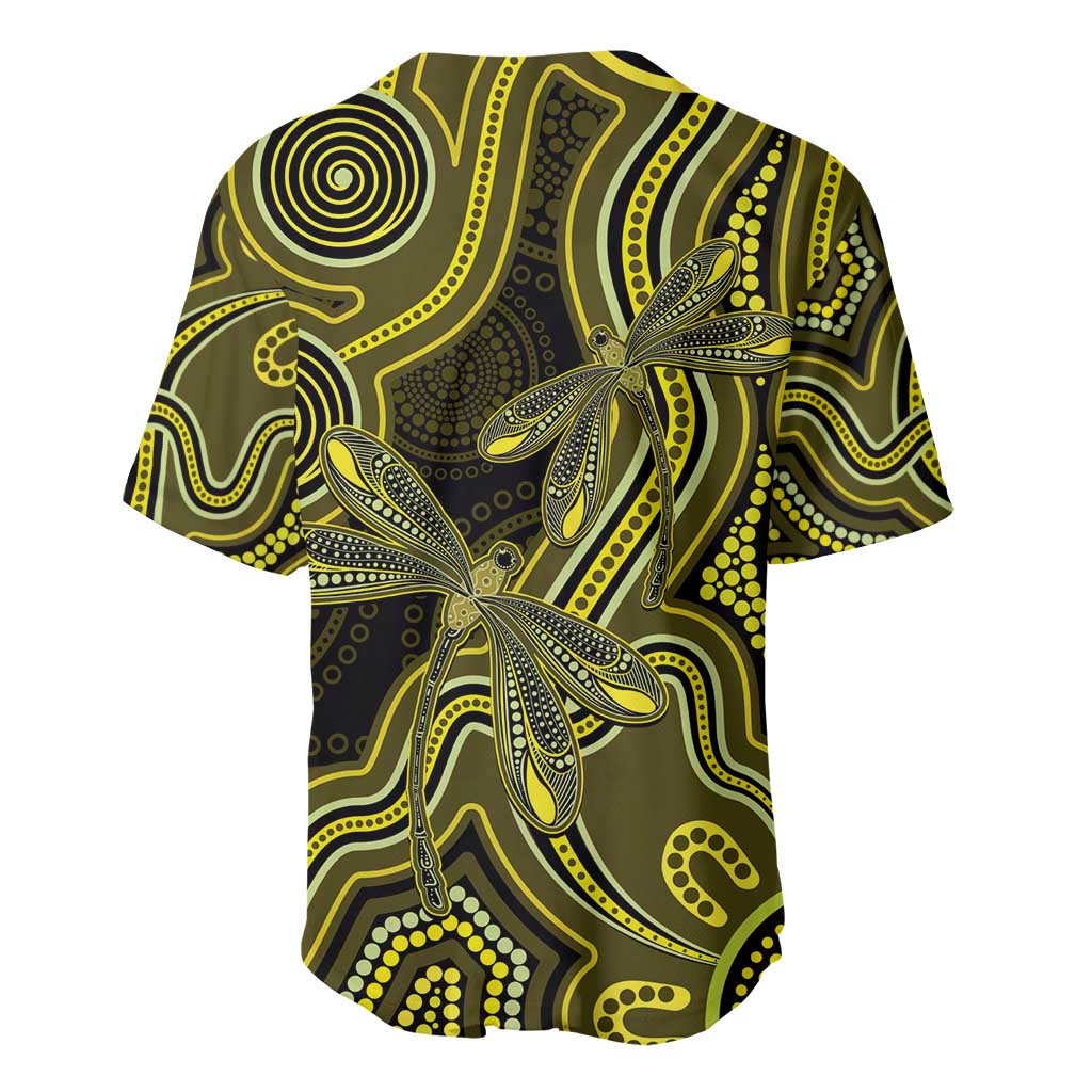 Yellow Indigenous Dragonfly Australia Baseball Jersey Aboriginal Art - Aussie Hoodie