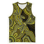 Yellow Indigenous Dragonfly Australia Basketball Jersey Aboriginal Art - Aussie Hoodie