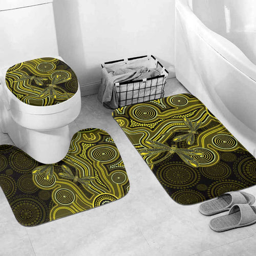 Yellow Indigenous Dragonfly Australia Bathroom Set Aboriginal Art - Aussie Hoodie