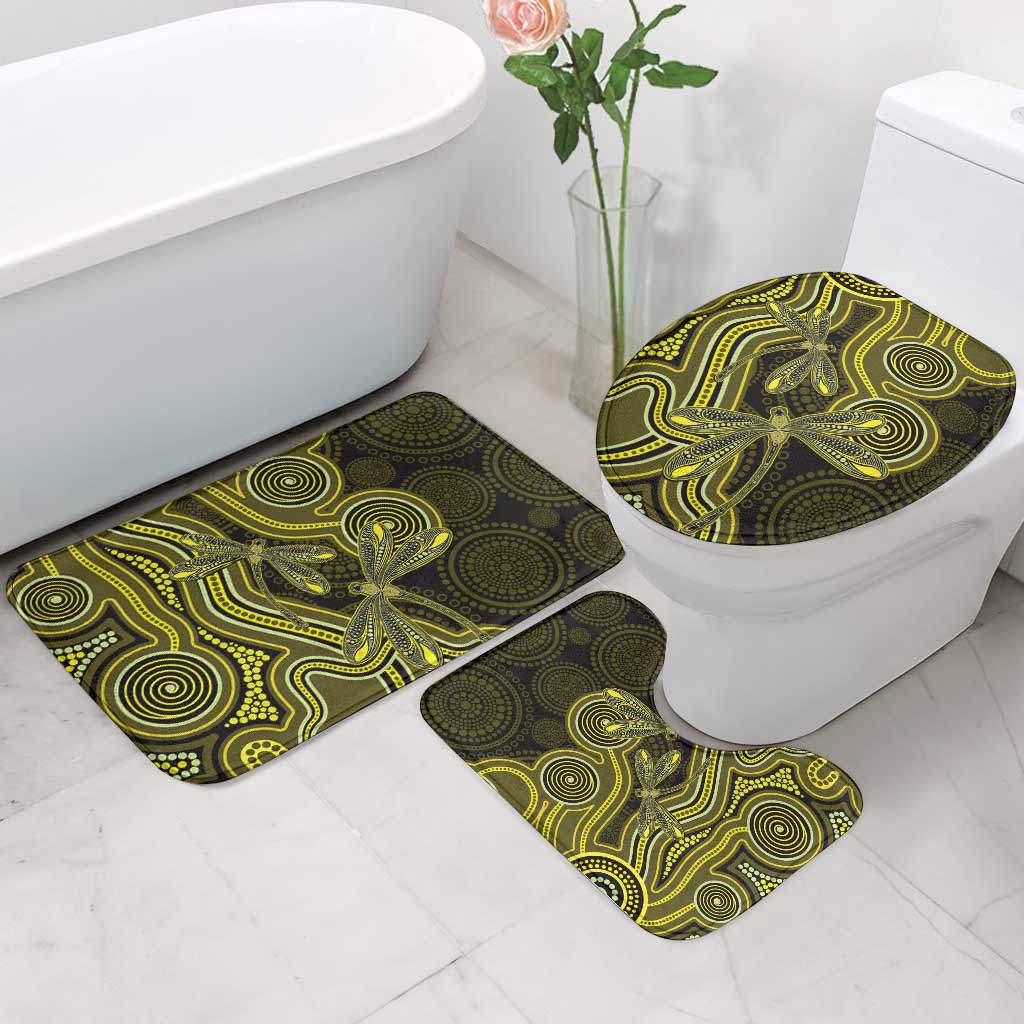 Yellow Indigenous Dragonfly Australia Bathroom Set Aboriginal Art - Aussie Hoodie