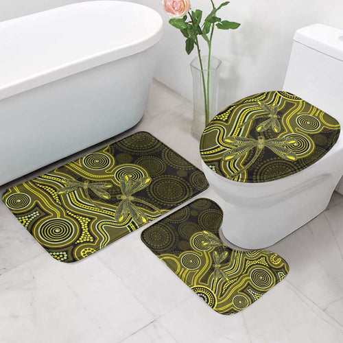 Yellow Indigenous Dragonfly Australia Bathroom Set Aboriginal Art - Aussie Hoodie