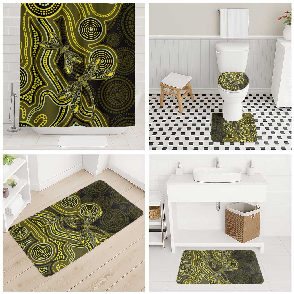 Yellow Indigenous Dragonfly Australia Bathroom Set Aboriginal Art - Aussie Hoodie