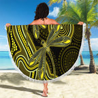 Yellow Indigenous Dragonfly Australia Beach Blanket Aboriginal Art - Aussie Hoodie