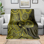 Yellow Indigenous Dragonfly Australia Blanket Aboriginal Art - Aussie Hoodie