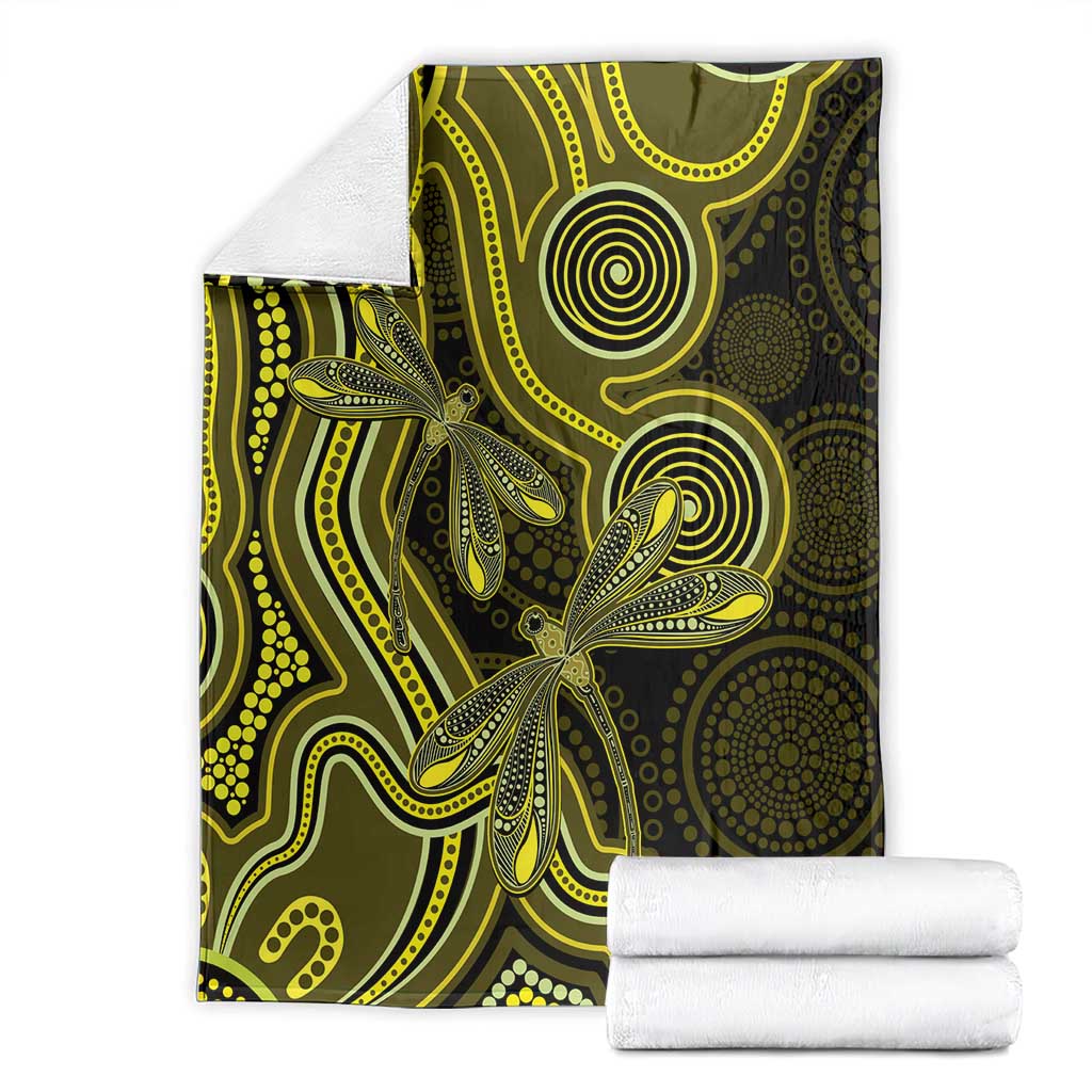 Yellow Indigenous Dragonfly Australia Blanket Aboriginal Art - Aussie Hoodie