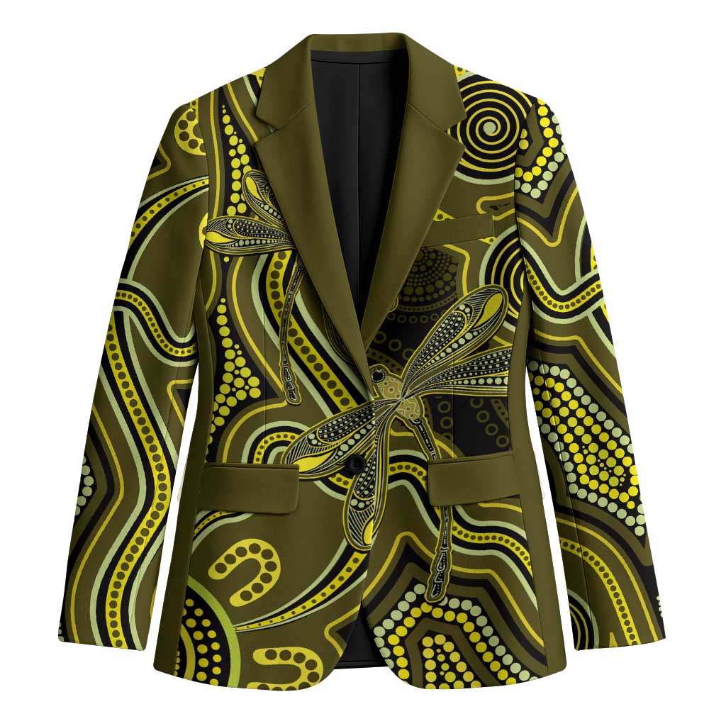 Yellow Indigenous Dragonfly Australia Blazer Aboriginal Art - Aussie Hoodie