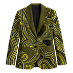 Yellow Indigenous Dragonfly Australia Blazer Aboriginal Art - Aussie Hoodie