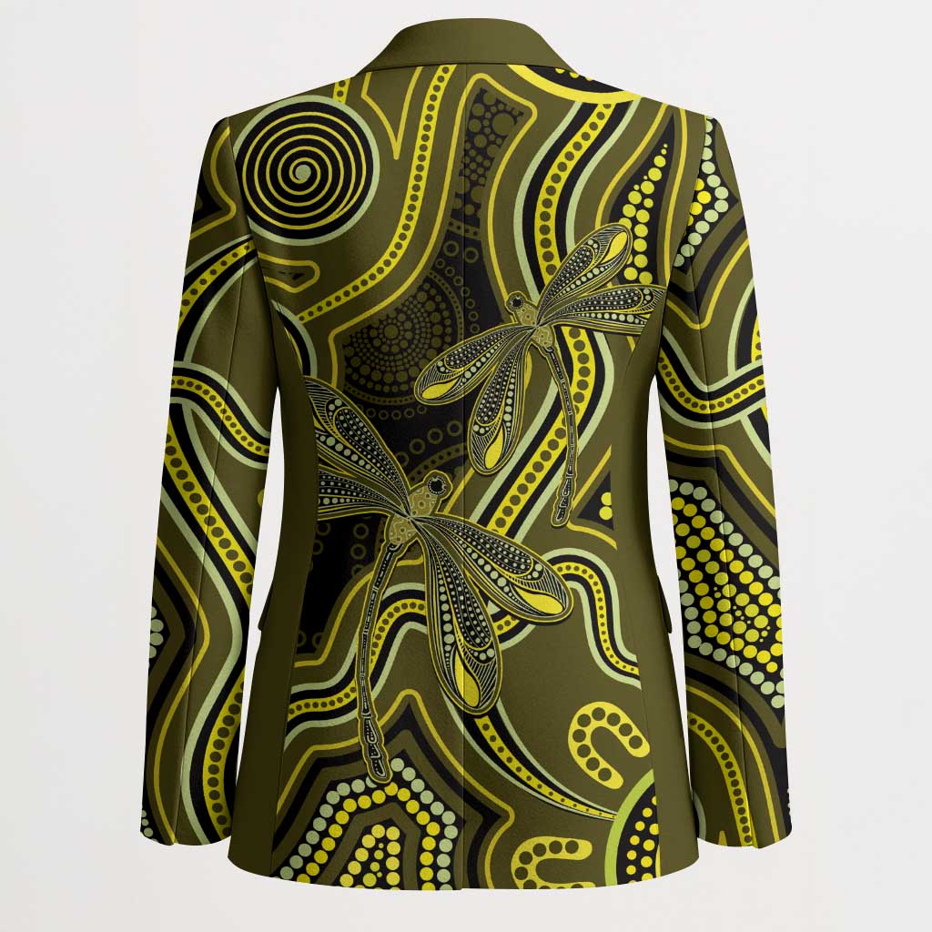 Yellow Indigenous Dragonfly Australia Blazer Aboriginal Art - Aussie Hoodie