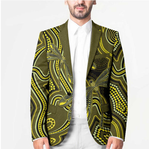 Yellow Indigenous Dragonfly Australia Blazer Aboriginal Art - Aussie Hoodie