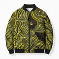 Yellow Indigenous Dragonfly Australia Bomber Puffer Jacket Aboriginal Art - Aussie Hoodie