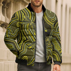 Yellow Indigenous Dragonfly Australia Bomber Puffer Jacket Aboriginal Art - Aussie Hoodie