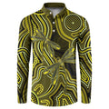 Yellow Indigenous Dragonfly Australia Button Sweatshirt Aboriginal Art - Aussie Hoodie