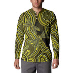 Yellow Indigenous Dragonfly Australia Button Sweatshirt Aboriginal Art - Aussie Hoodie